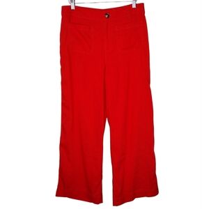 LOFT The Palmer Red Vacation Linen Blend High-Rise Wide-Leg Pants Sz 4